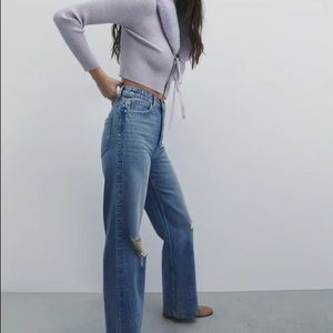 Zara Straight Leg Full Length High Rise Jeans